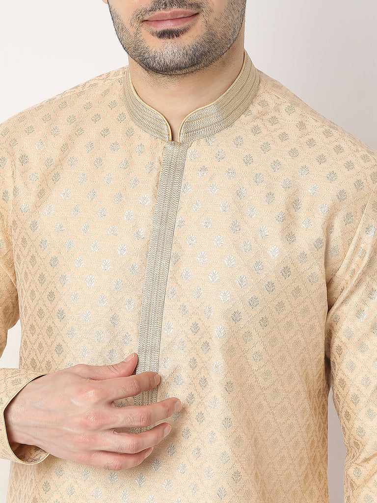 Regular Fit Jacquard Kurta with Churidar Set