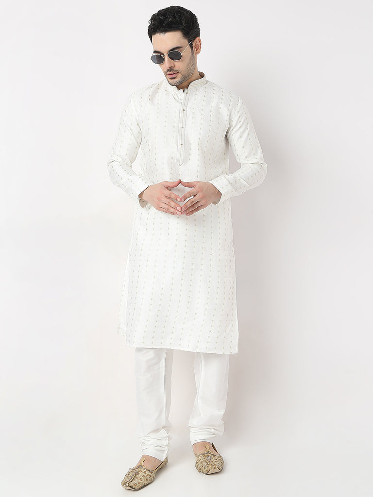 Regular Fit Jacquard Kurta with Churidar Set