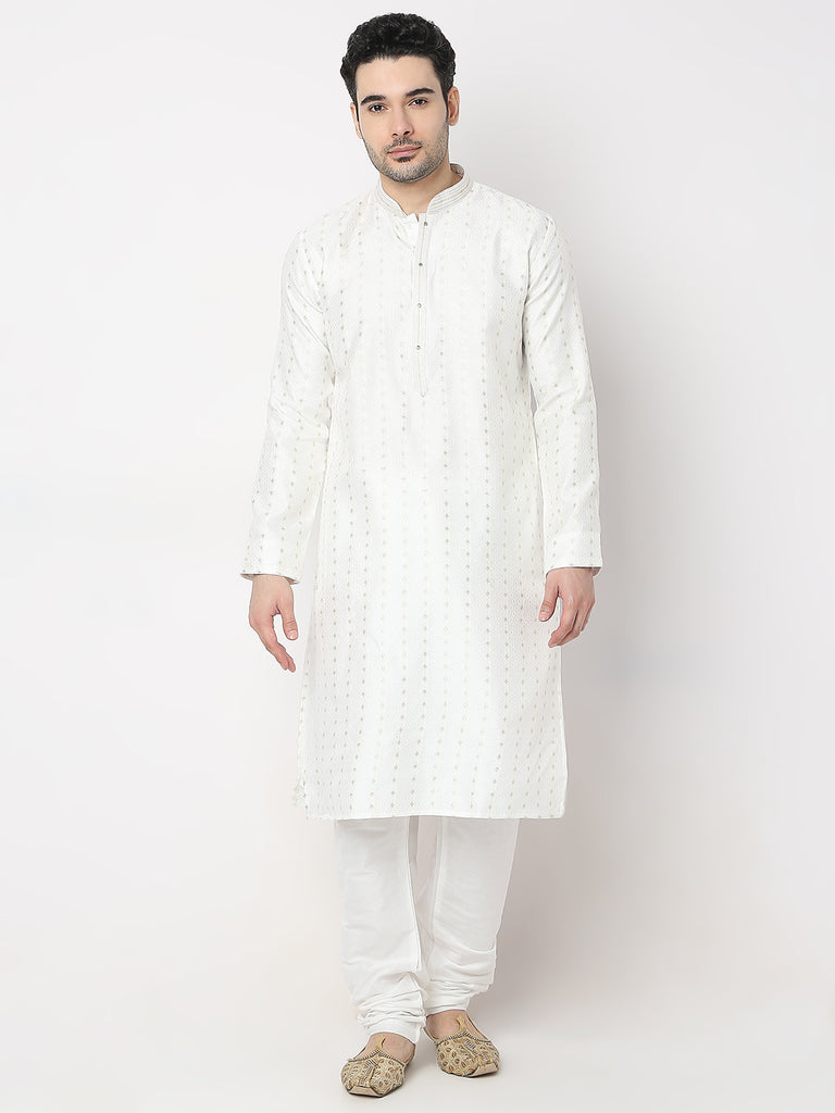 Regular Fit Jacquard Kurta with Churidar Set