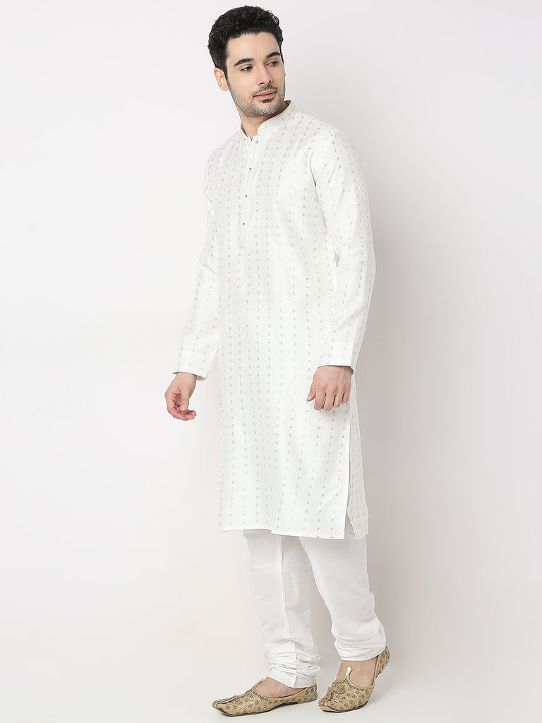 Regular Fit Jacquard Kurta with Churidar Set