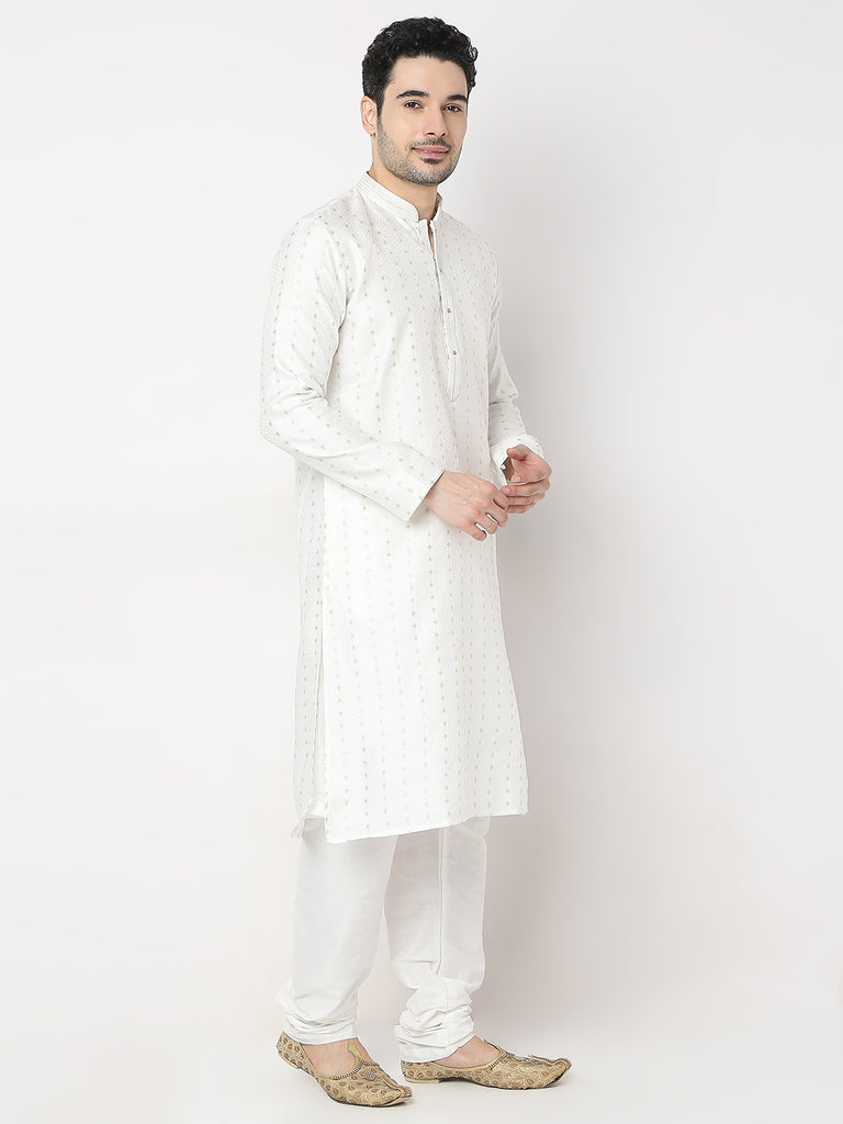 Regular Fit Jacquard Kurta with Churidar Set