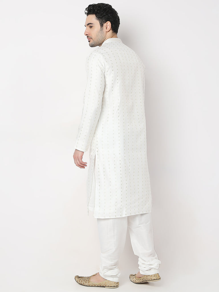 Regular Fit Jacquard Kurta with Churidar Set