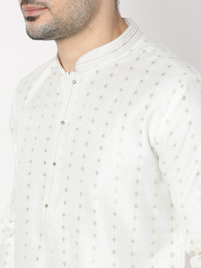 Regular Fit Jacquard Kurta with Churidar Set