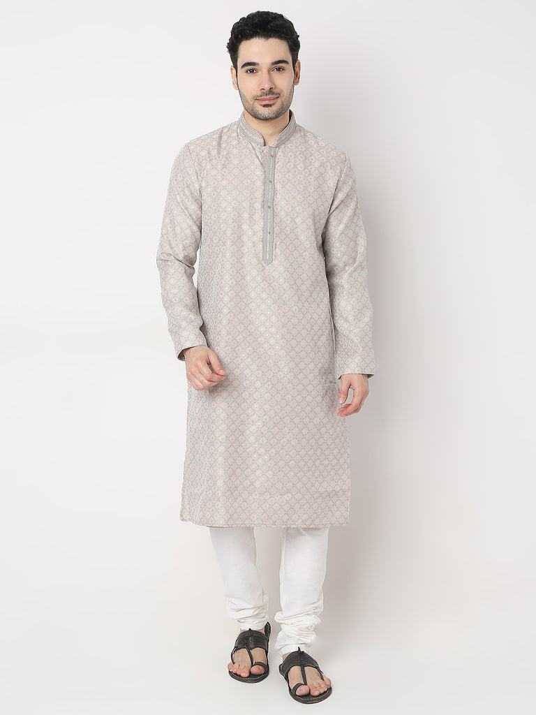 Regular Fit Jacquard Kurta with Churidar Set