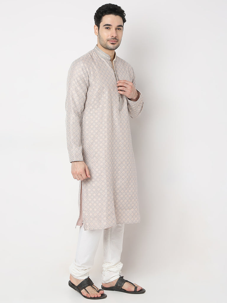 Regular Fit Jacquard Kurta with Churidar Set