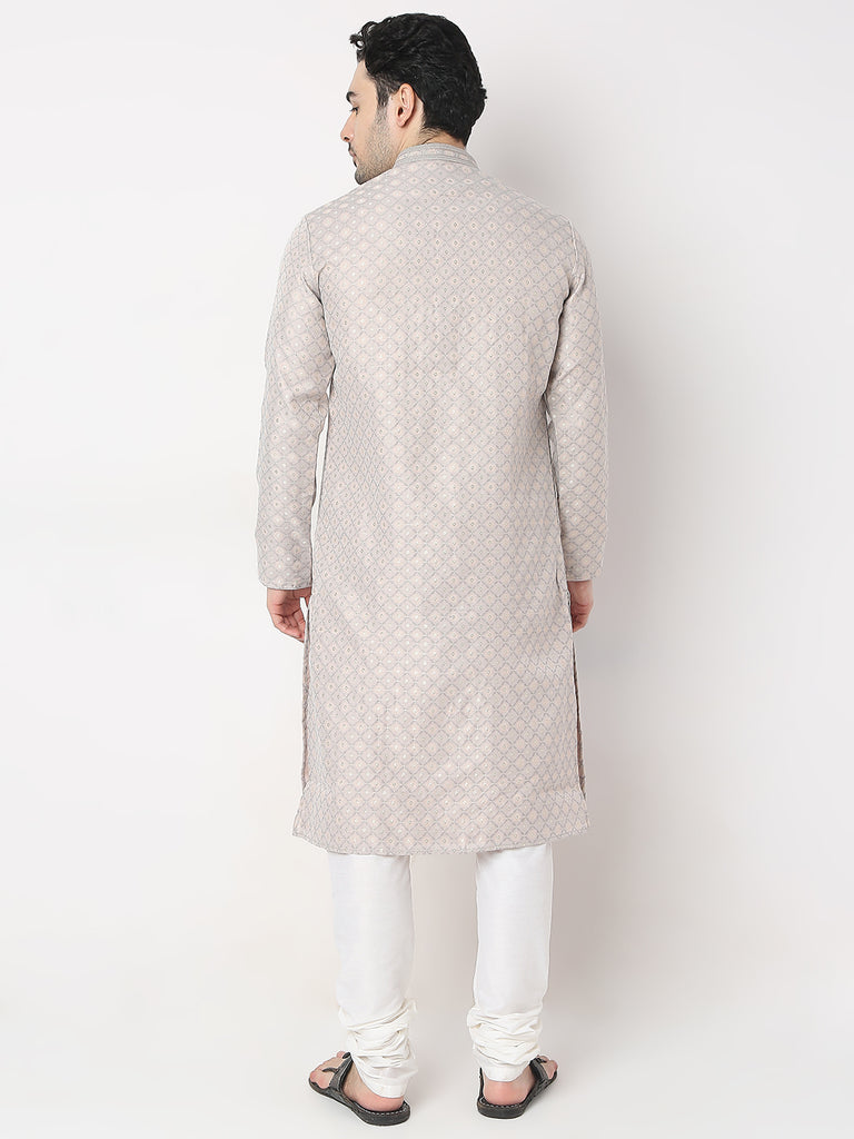 Regular Fit Jacquard Kurta with Churidar Set