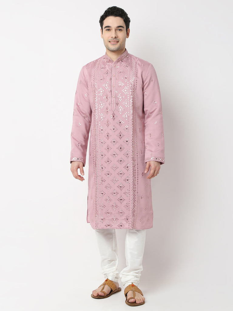 Regular Fit Embroidered Straight Kurta and Pyjama Set