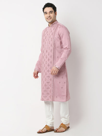 Regular Fit Embroidered Straight Kurta and Pyjama Set