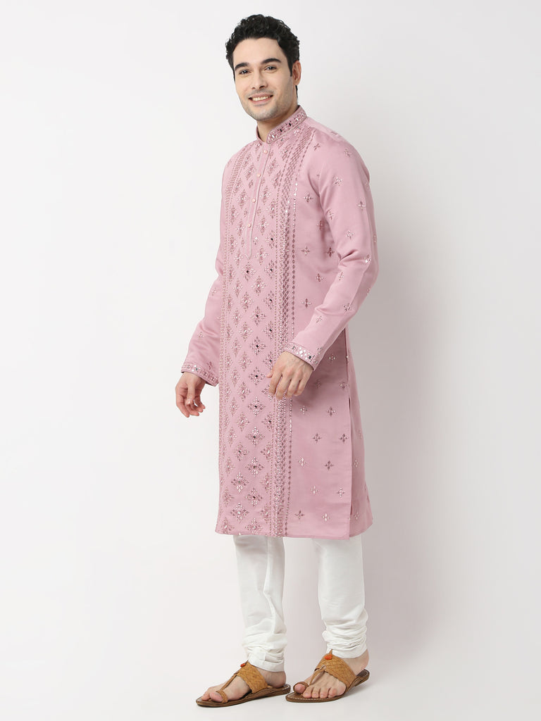 Regular Fit Embroidered Straight Kurta and Pyjama Set