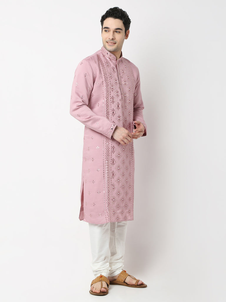 Regular Fit Embroidered Straight Kurta and Pyjama Set