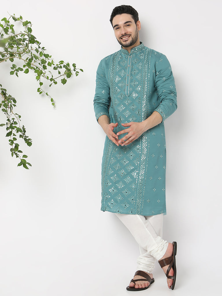 Regular Fit Embroidered Kurta with Pyjama Set