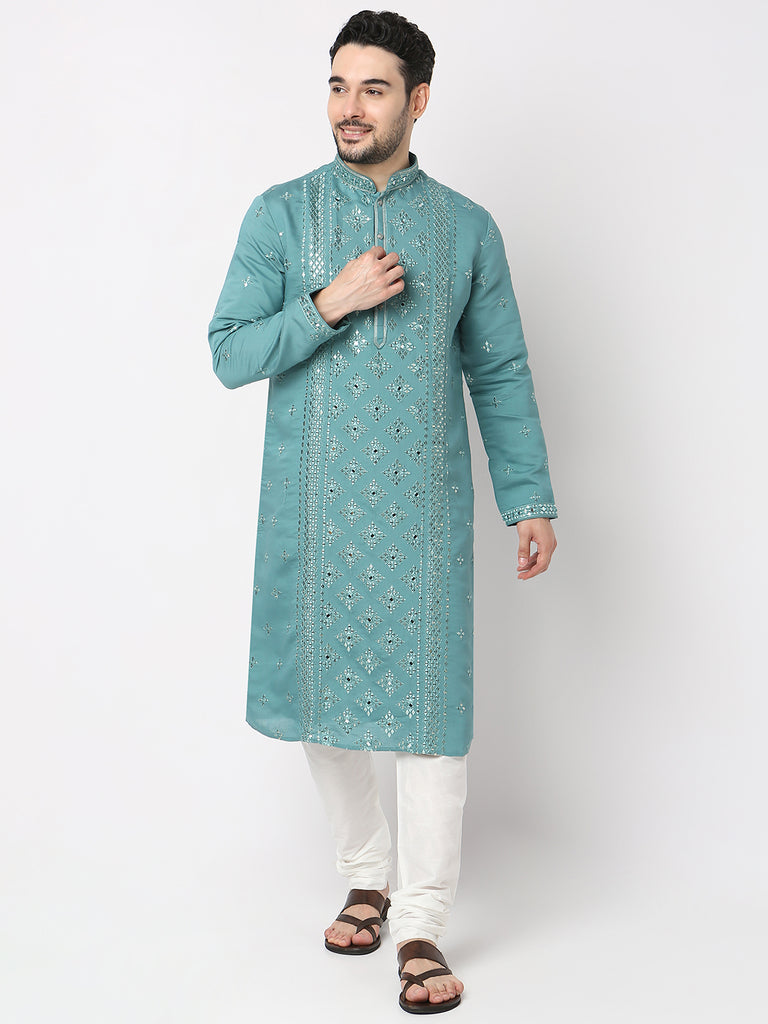 Regular Fit Embroidered Kurta with Pyjama Set