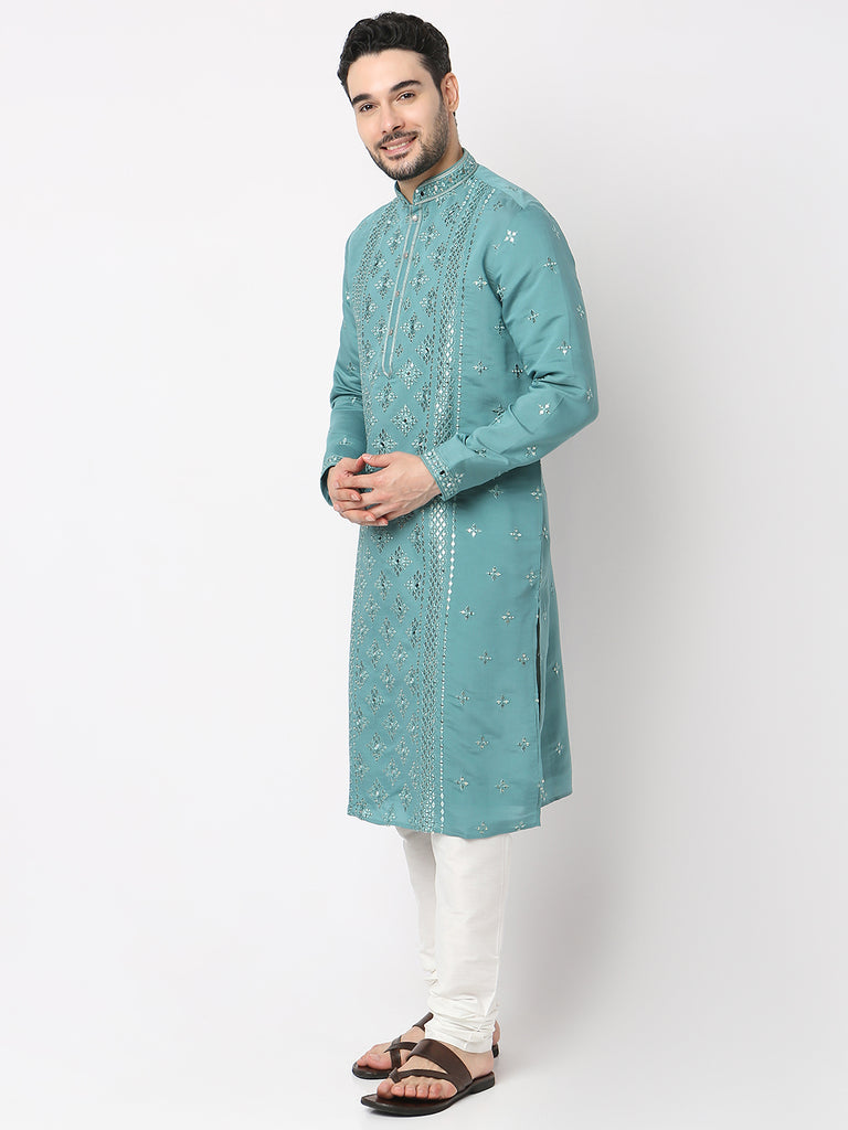 Regular Fit Embroidered Kurta with Pyjama Set