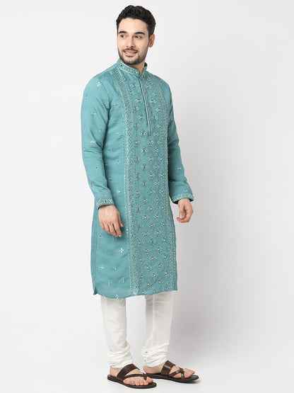 Regular Fit Embroidered Kurta with Pyjama Set