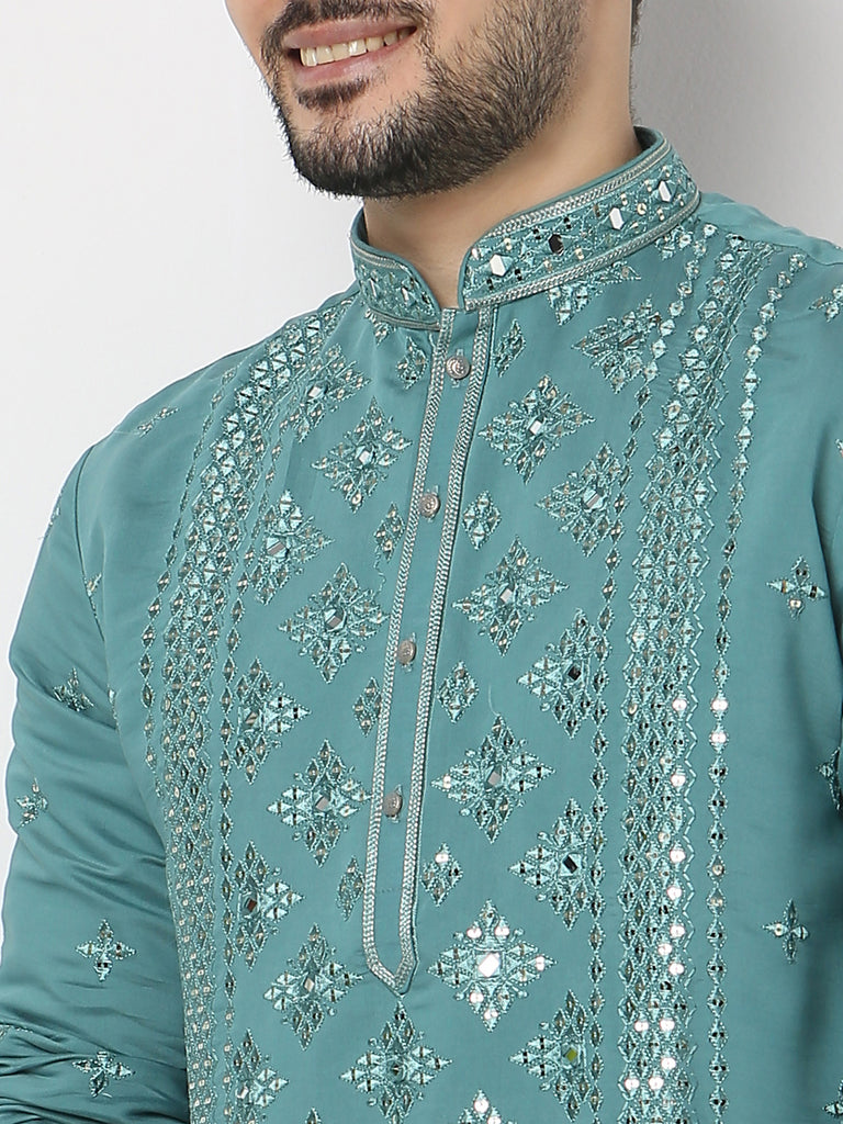 Regular Fit Embroidered Kurta with Pyjama Set