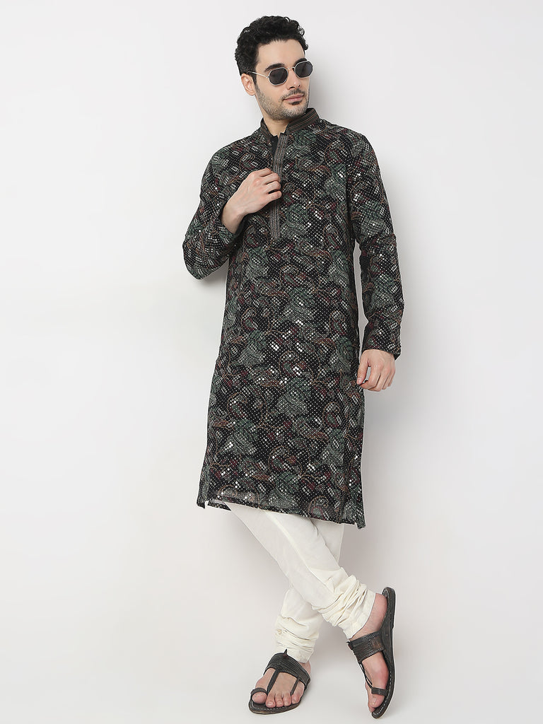 Regular Fit Embellished Kurta with Churidar Set