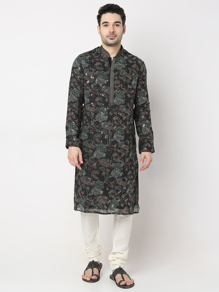 Regular Fit Embellished Kurta with Churidar Set