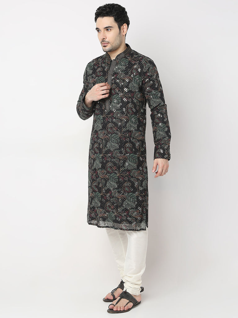 Regular Fit Embellished Kurta with Churidar Set