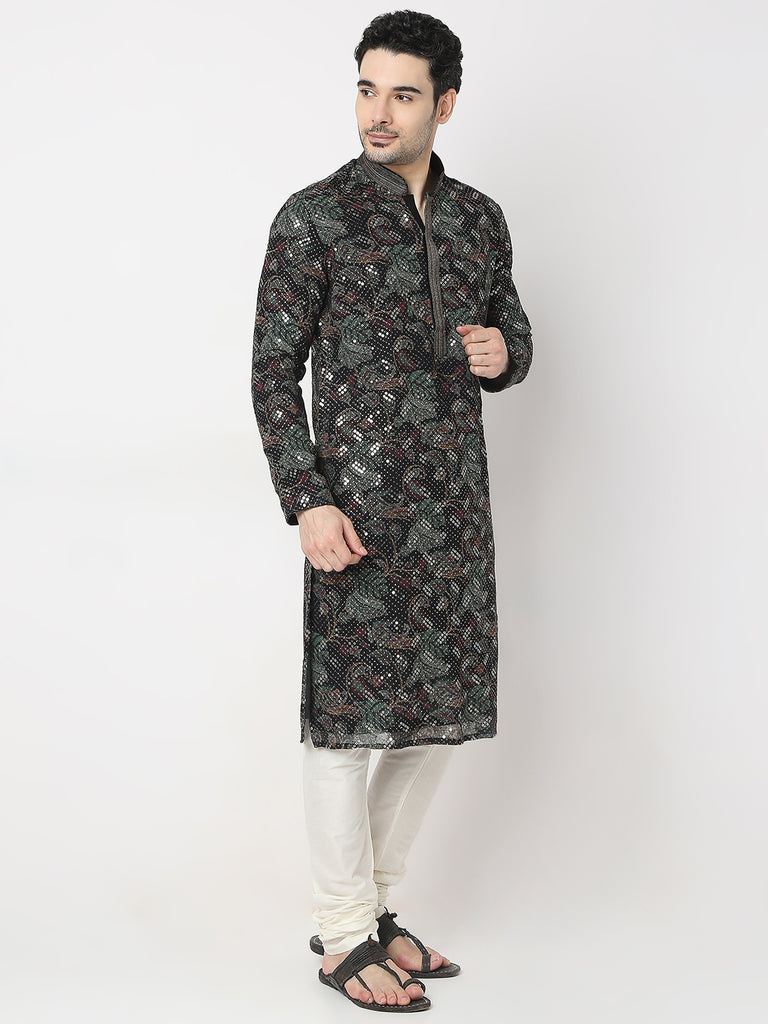 Regular Fit Embellished Kurta with Churidar Set