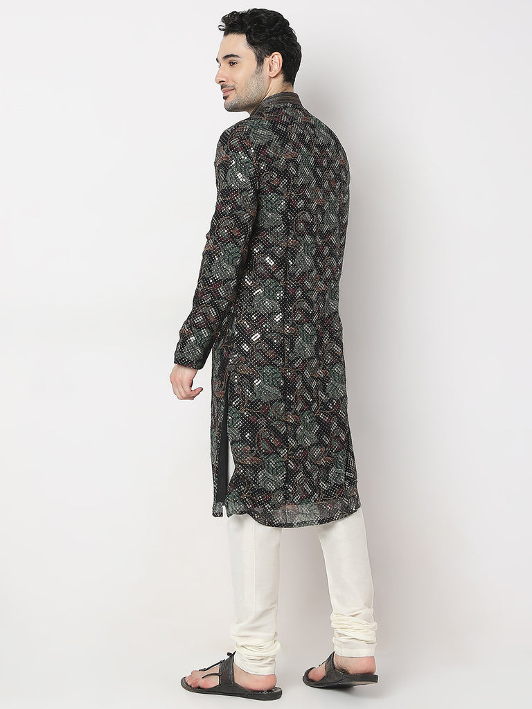 Regular Fit Embellished Kurta with Churidar Set