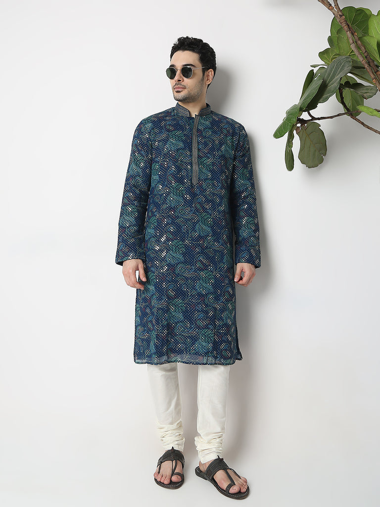 Regular Fit Embellished Kurta with Churidar Set