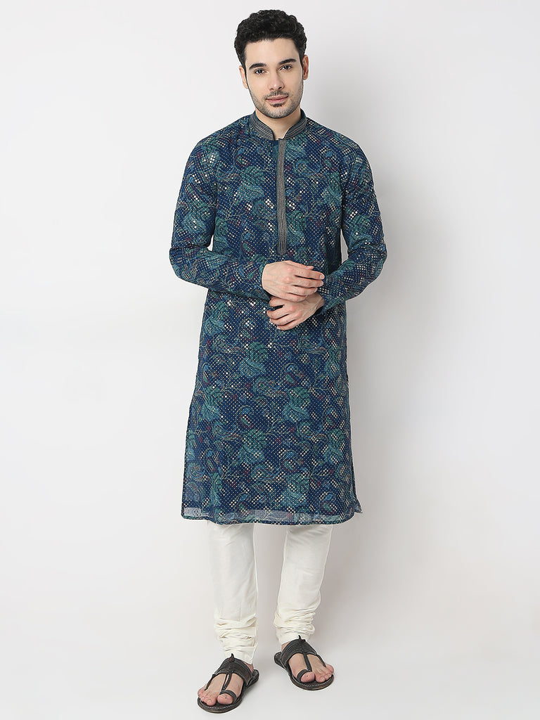 Regular Fit Embellished Kurta with Churidar Set