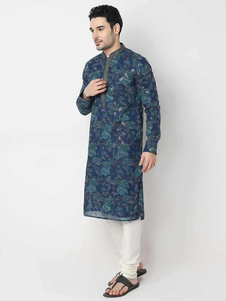 Regular Fit Embellished Kurta with Churidar Set