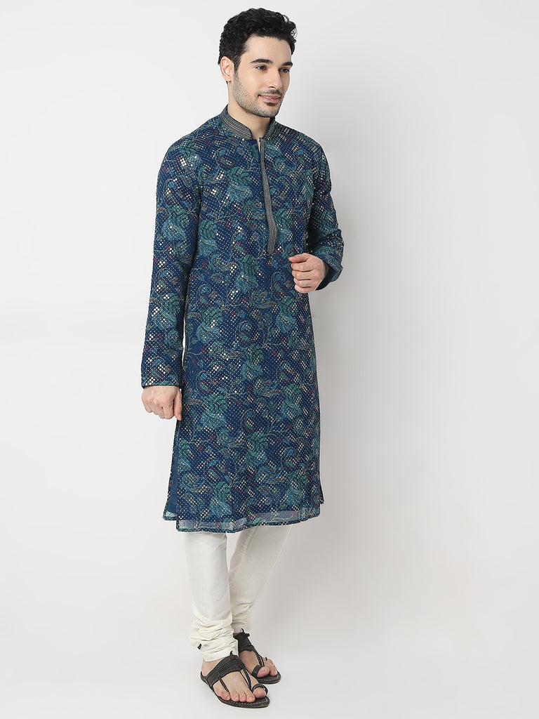 Regular Fit Embellished Kurta with Churidar Set