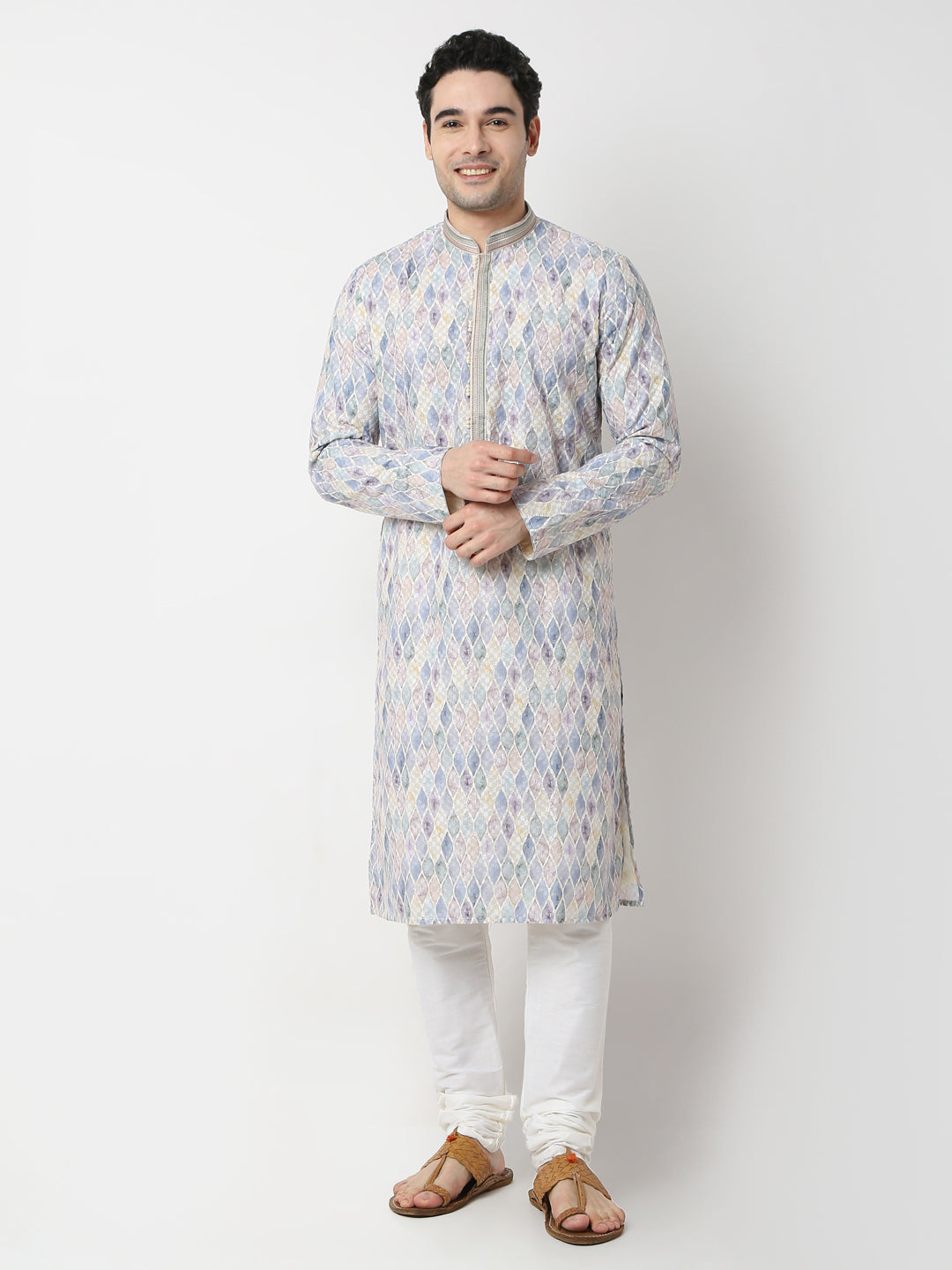 Regular Fit Embroidered Straight Kurta and Pyjama Set