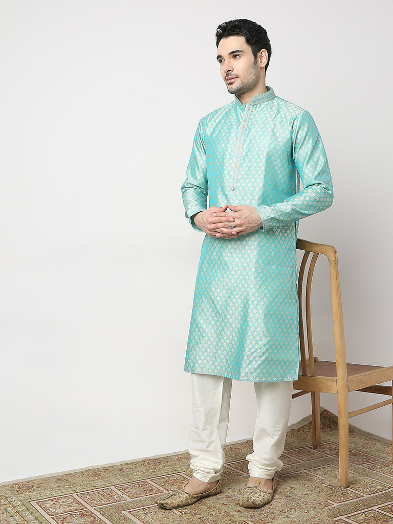 Regular Fit Jacquard Kurta with Churidar Set