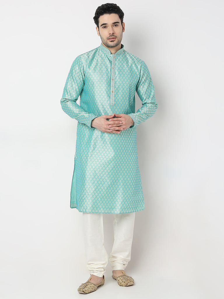 Regular Fit Jacquard Kurta with Churidar Set