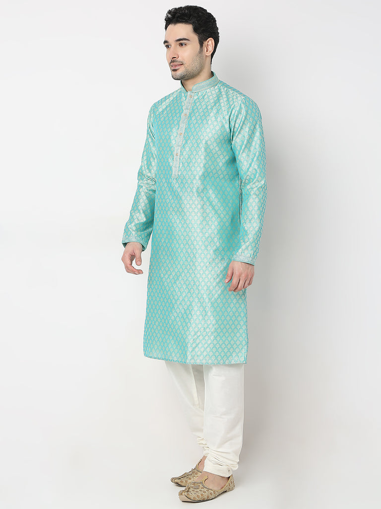 Regular Fit Jacquard Kurta with Churidar Set