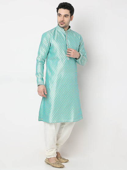 Regular Fit Jacquard Kurta with Churidar Set