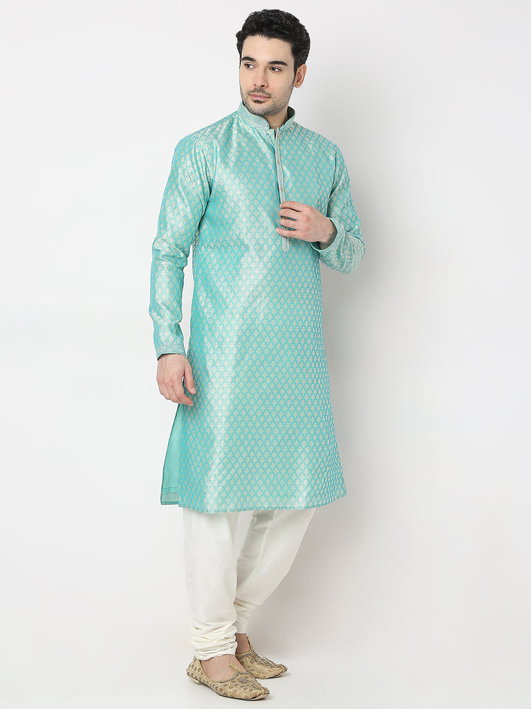 Regular Fit Jacquard Kurta with Churidar Set