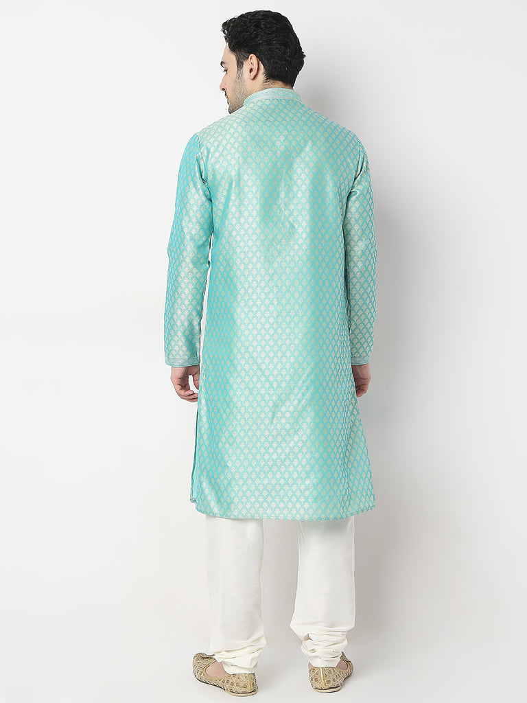 Regular Fit Jacquard Kurta with Churidar Set