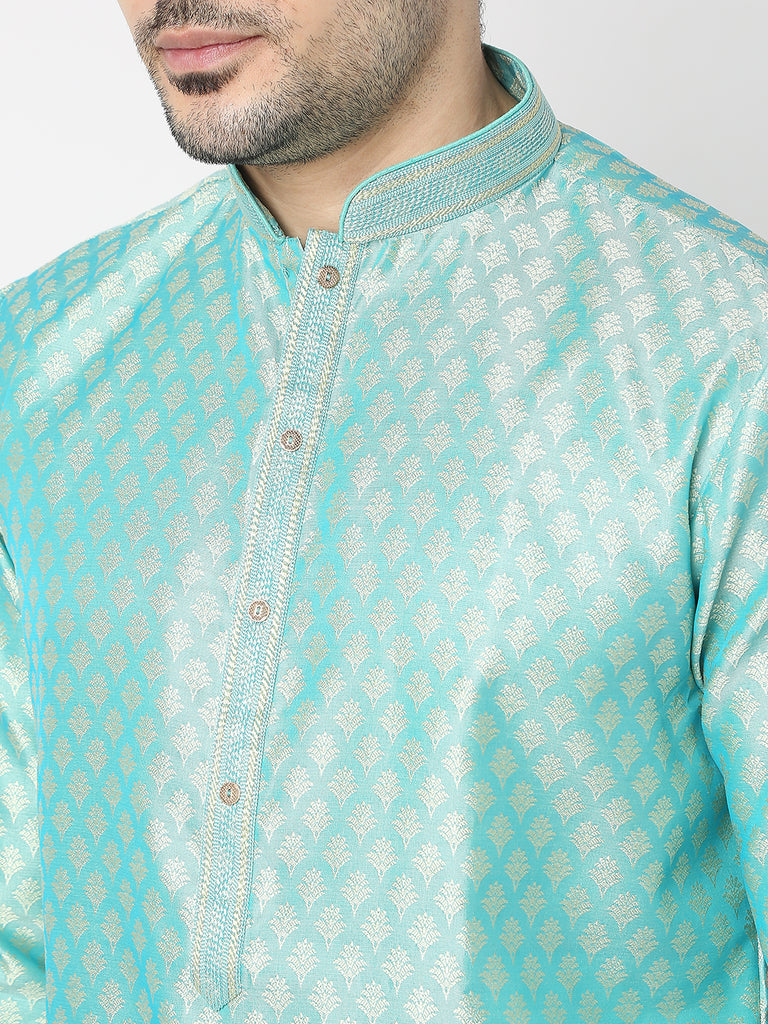 Regular Fit Jacquard Kurta with Churidar Set