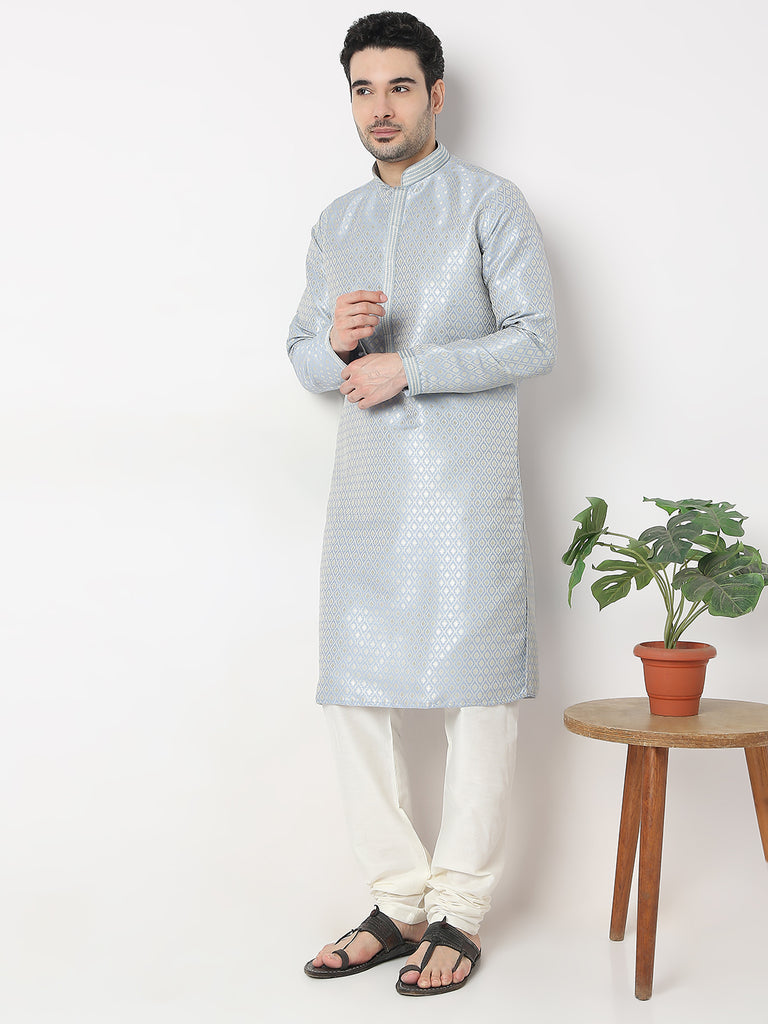 Regular Fit Jacquard Kurta with Churidar Set