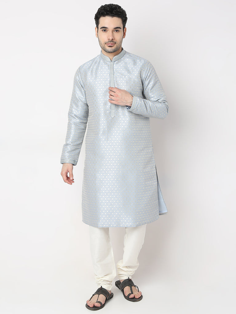 Regular Fit Jacquard Kurta with Churidar Set