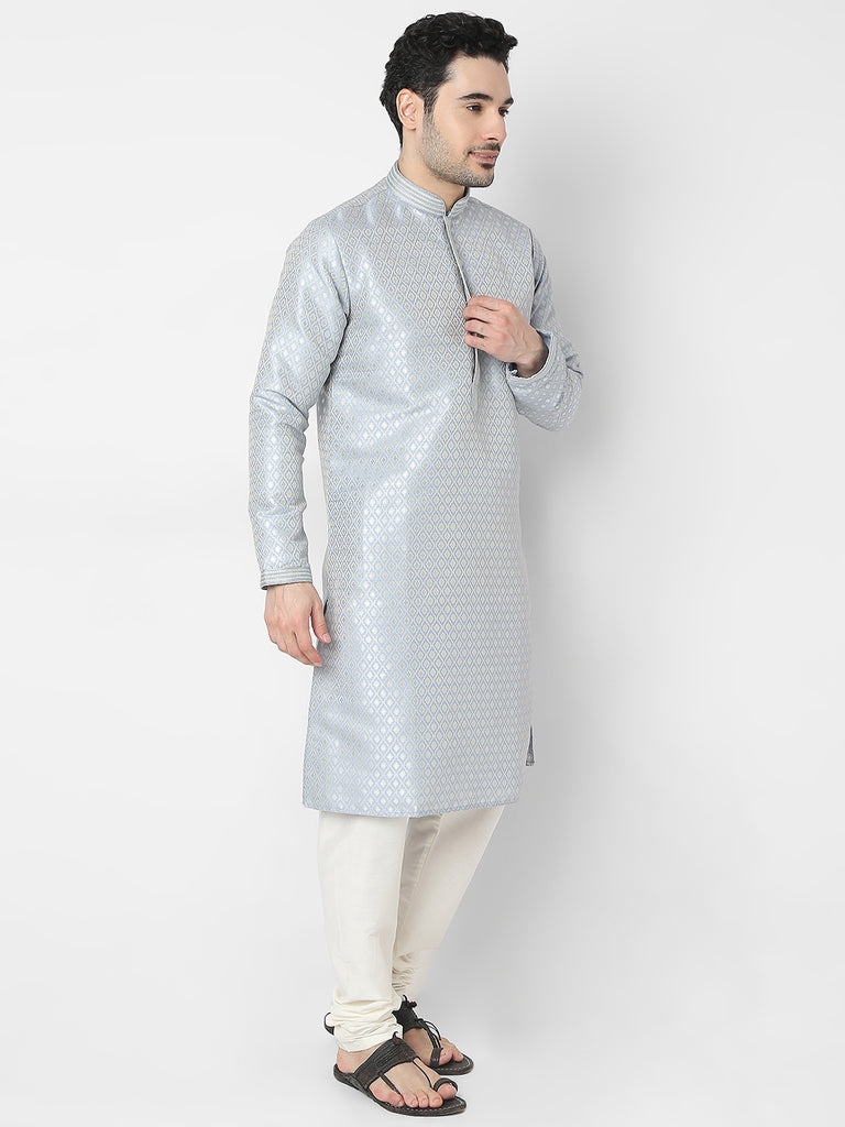 Regular Fit Jacquard Kurta with Churidar Set