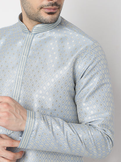 Regular Fit Jacquard Kurta with Churidar Set