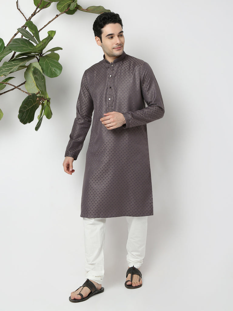 Regular Fit Jacquard Straight Kurta and Pyjama Set