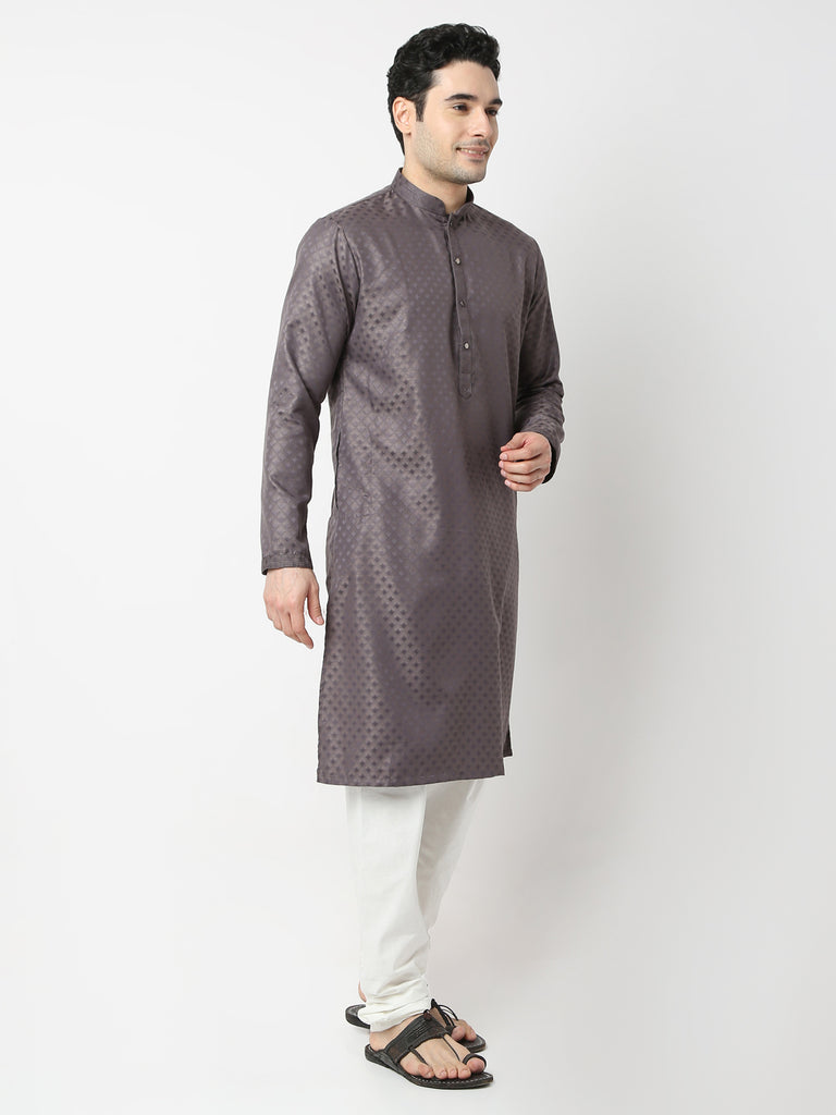 Regular Fit Jacquard Straight Kurta and Pyjama Set