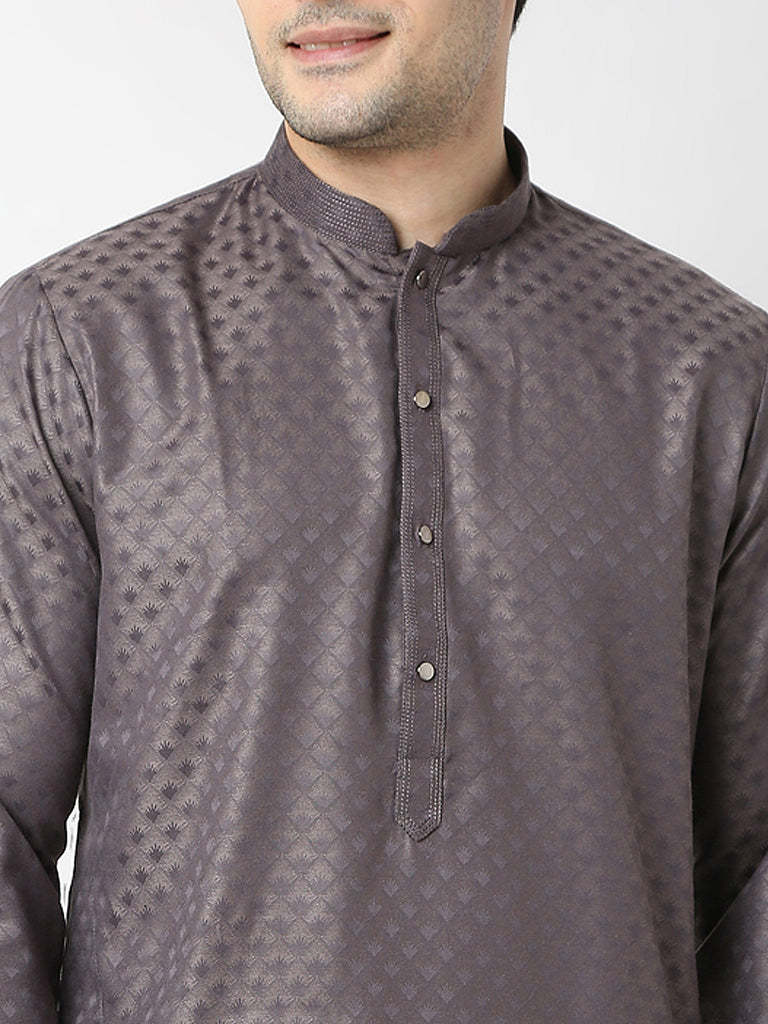 Regular Fit Jacquard Straight Kurta and Pyjama Set