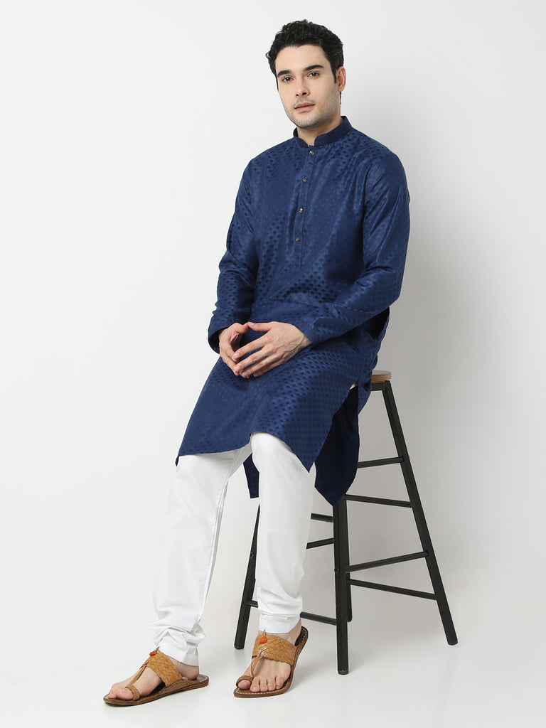 Regular Fit Jacquard Straight Kurta and Pyjama Set