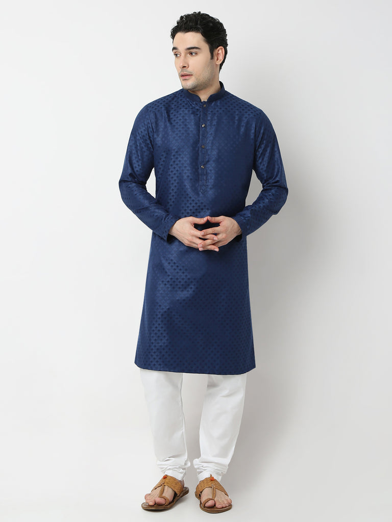 Regular Fit Jacquard Straight Kurta and Pyjama Set