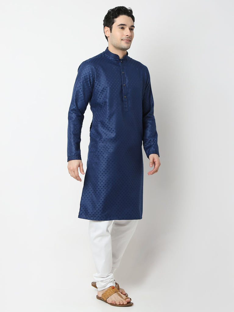 Regular Fit Jacquard Straight Kurta and Pyjama Set