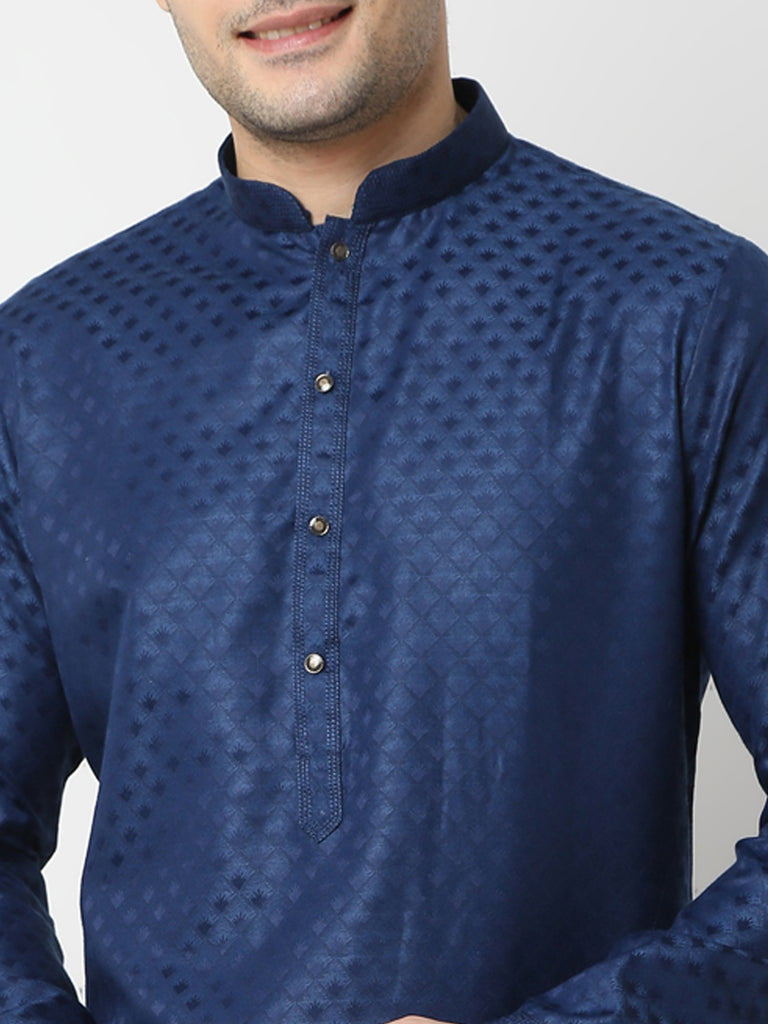 Regular Fit Jacquard Straight Kurta and Pyjama Set