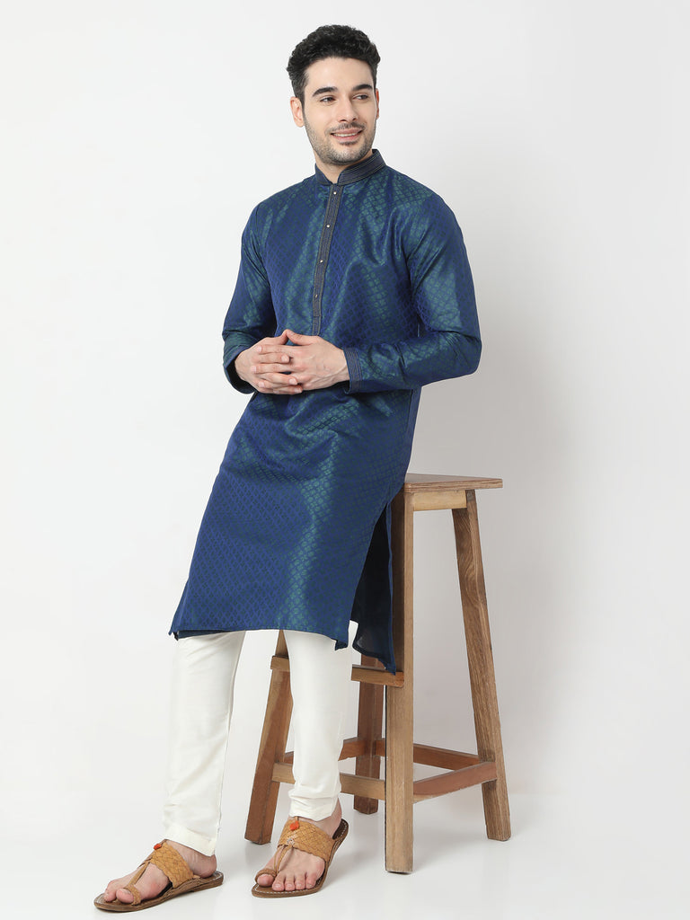 Regular Fit Jacquard Kurta and Churidar Set