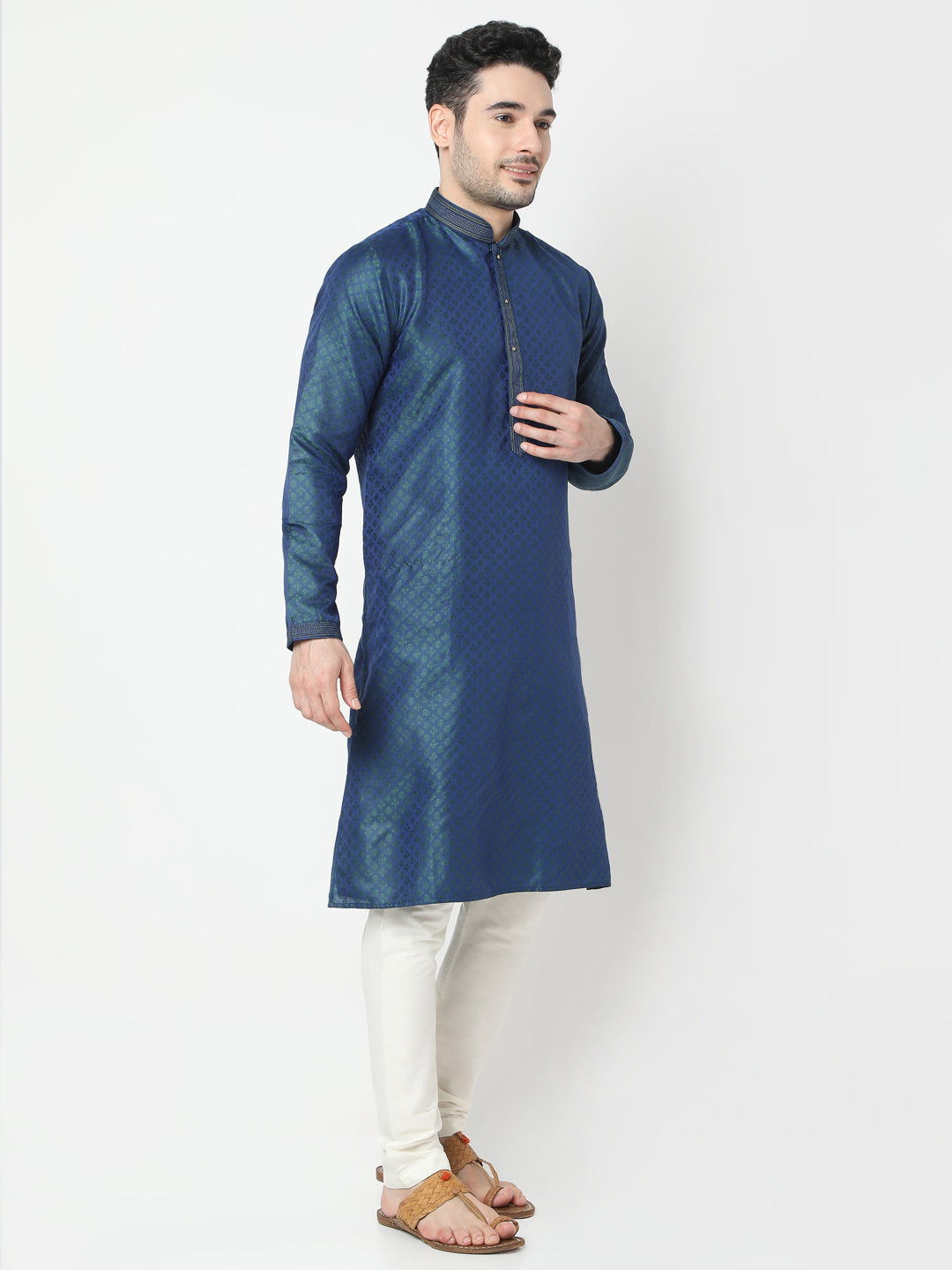 Regular Fit Jacquard Kurta and Churidar Set