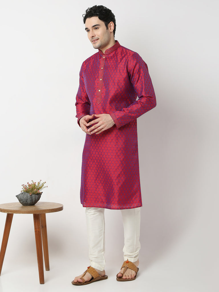 Regular Fit Jacquard Straight Kurta and Pyjama Set